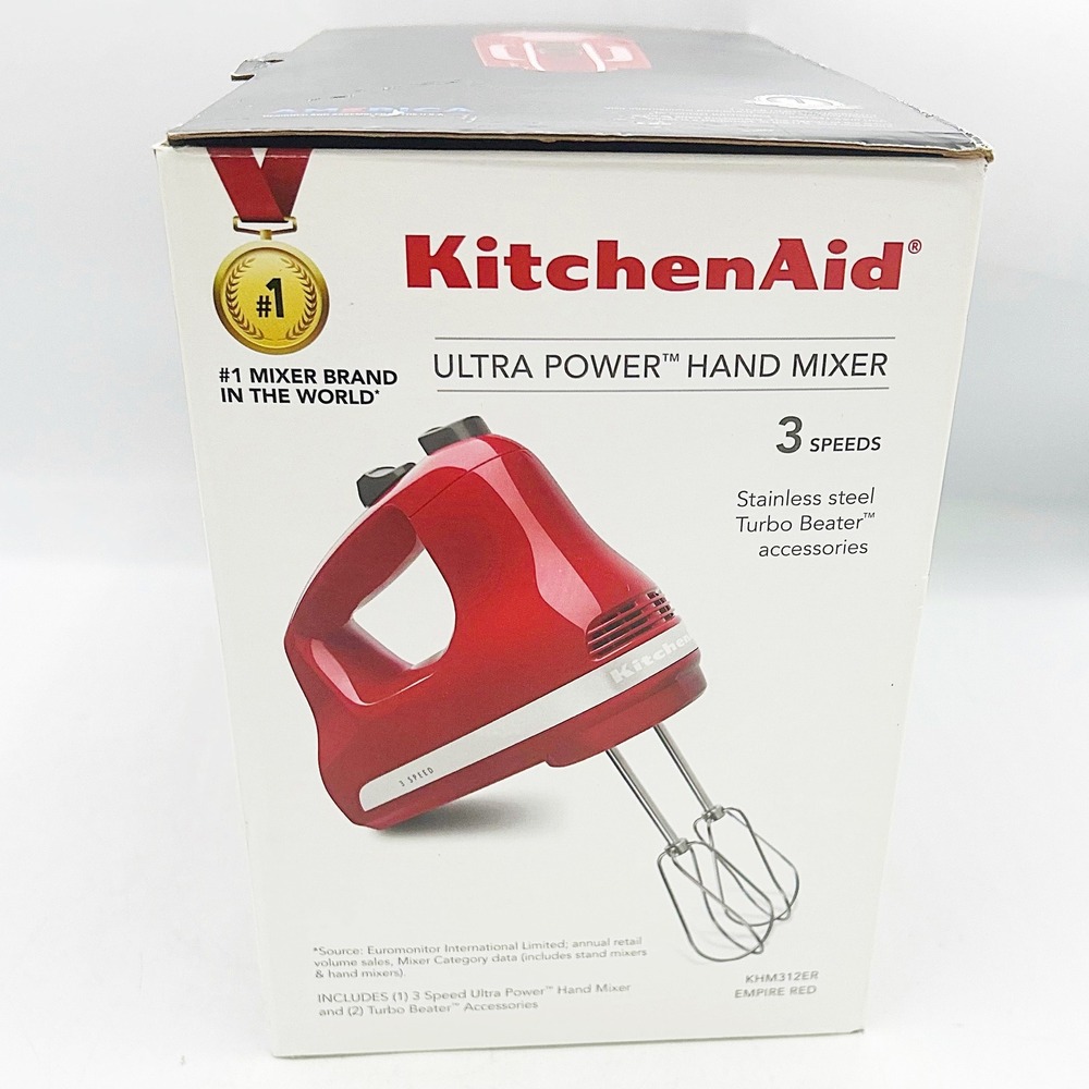 KitchenAid Hand Mixer Red 3 Speed Ultra Power KHM312ER no beaters - Picture 4 of 10